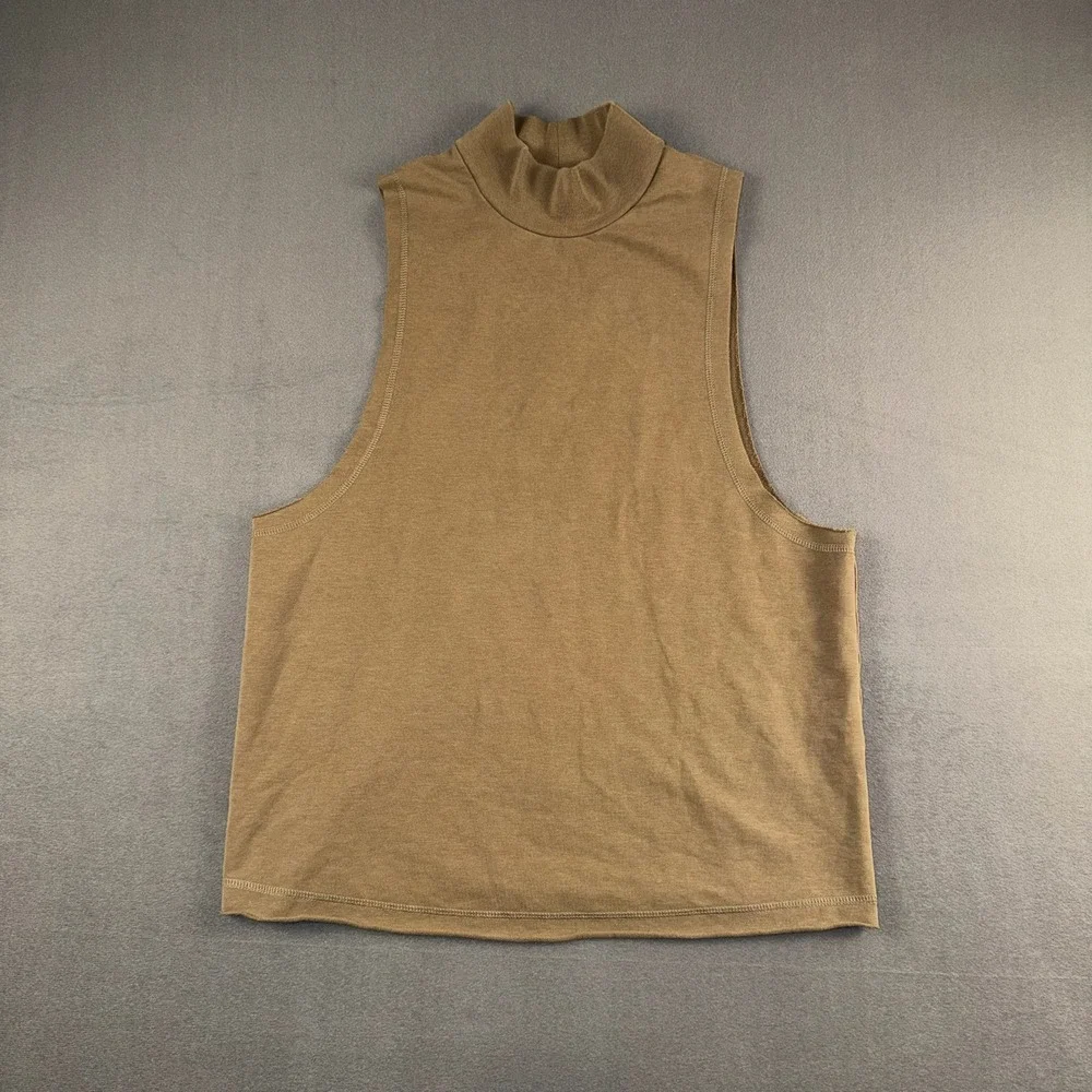 Alo Yoga Womens Mock Neck Sleeveless Muscle Tank Top Brown Size S